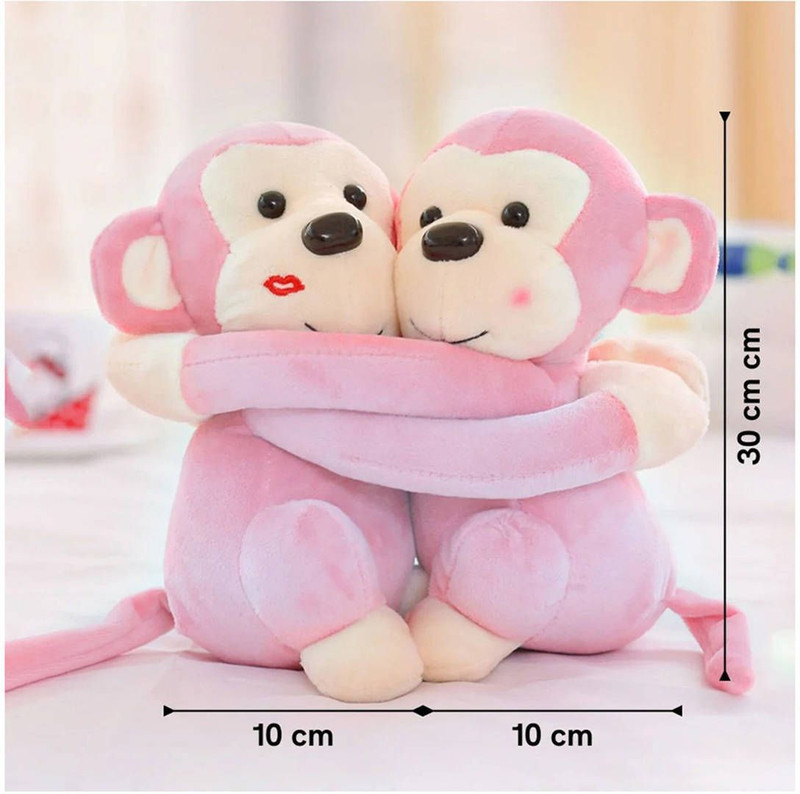 tgr cute Best Quality Stuffed Soft Pink Couple-Monkey toys for Kids  - 30 cm(pink and beige)