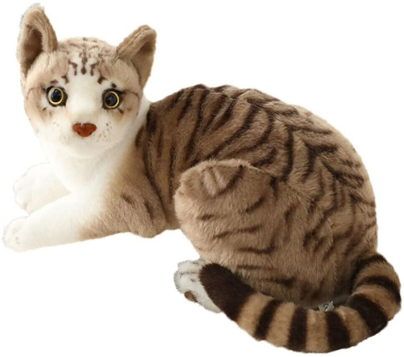 ATHRAVTOYS Cute Real Life Soft Cat Doll Stuffed Lying Cat Pack of 1  - 11 cm(Multicolor)