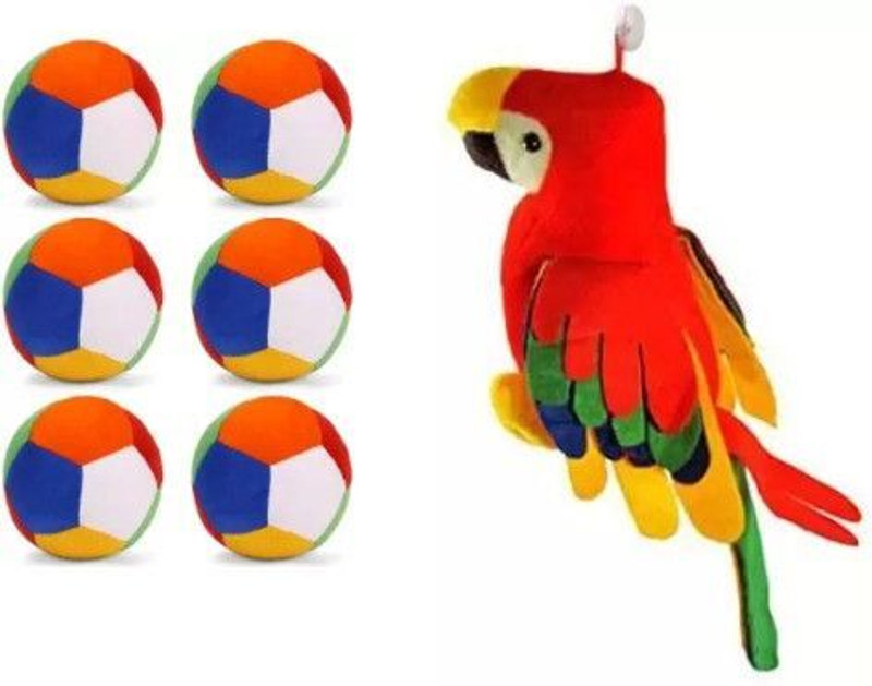 tgr cute 6pc soft toys and Parrot  - 30 cm(Multicolor)