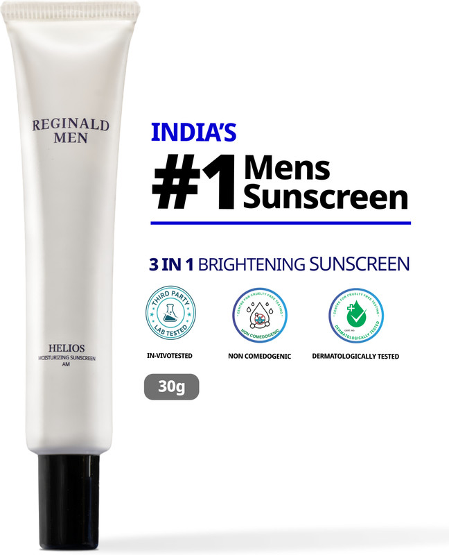 Reginald Men Sunscreen - SPF SPF 50+ PA++++ Helios Moisturising with 11 Actives Combo(30 g)