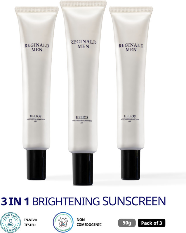 Reginald Men Sunscreen - SPF SPF 50+ PA++++ Helios Moisturising with 11 Actives Combo(150 g)