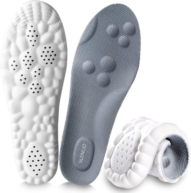 Silencio Insoles Gel Shoes For Men and Women Trimmable Replacing Insole (EU Size 40-45) Foot Support(Grey)