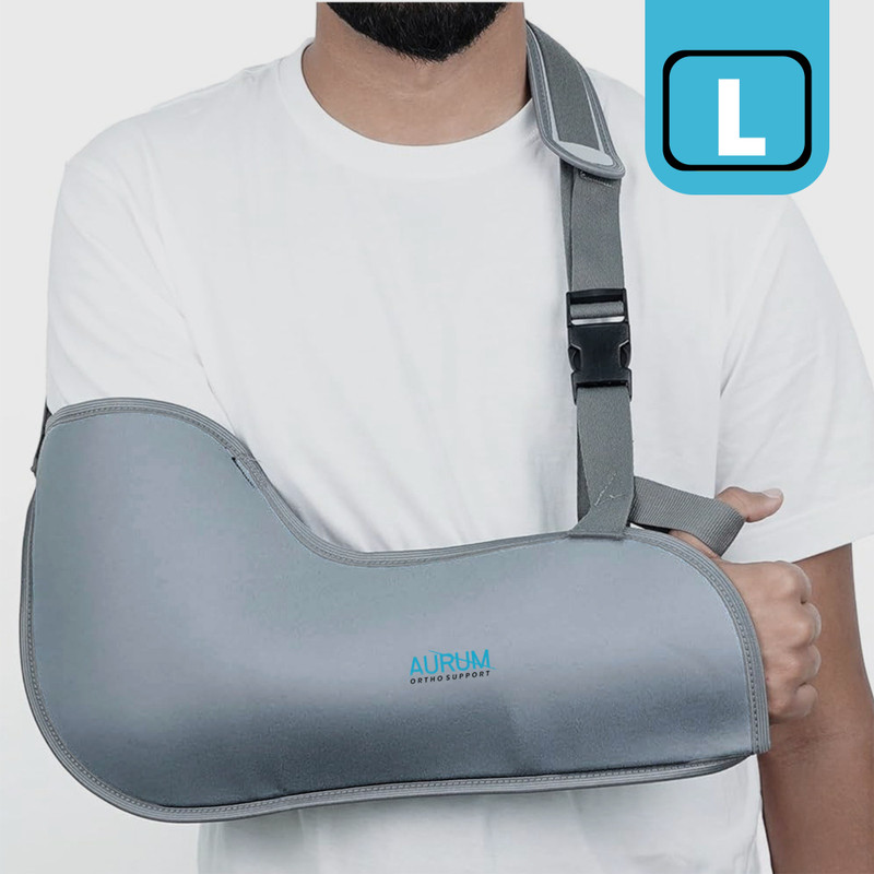 Aurum Adjustable Pouch Arm Sling For Fracture, Shoulder Dislocation, Unisex, L Size Arm Support(Grey)