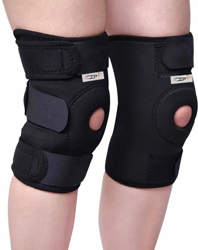 Adept Adjustable Knee Cap Support Brace for Knee Pain, Gym Workout, Running, Arthritis Knee Support(Black)