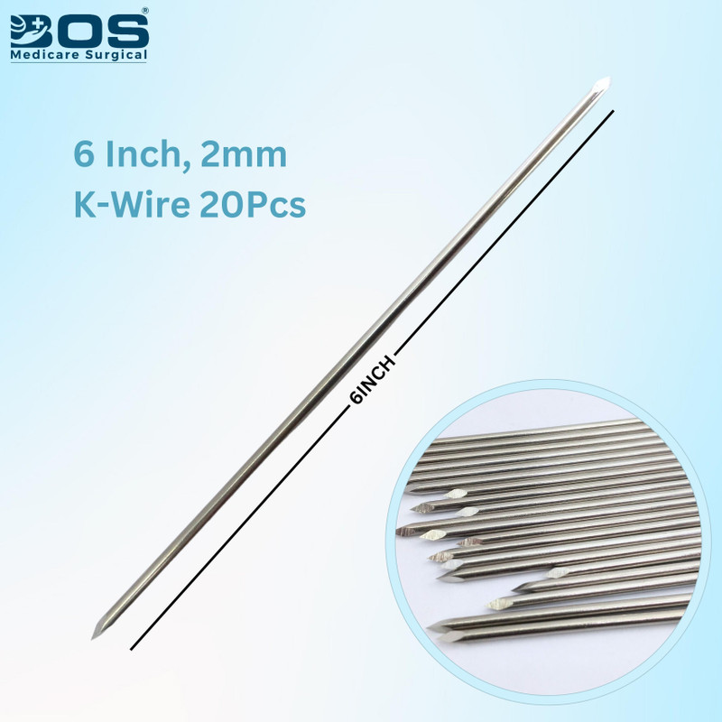 Bos Medicare Surgical k-wire 6inch -2.5mm (20pc) Fixation Forceps