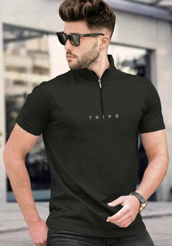 TRIPR Solid Men Dark Green T-Shirt