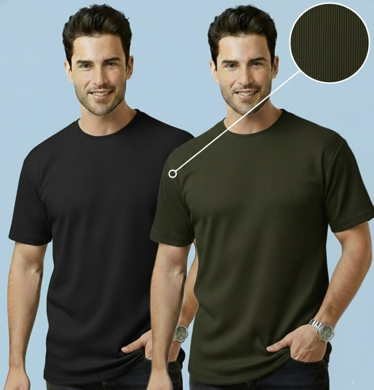 stylesmyth Solid Men Round Neck Black T-Shirt