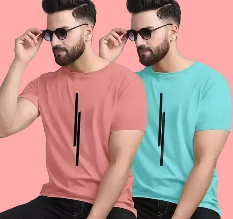 M-MART CREATIONS Striped Men Reversible Multicolor T-Shirt(Pack of 2)