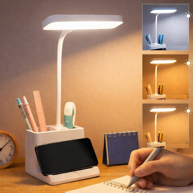 Trust Ware Desk Lamp with Pen & Phone Holder Study Lamp with Touch Sensor 3 Modes Study Lamp(36 cm, Cool White)