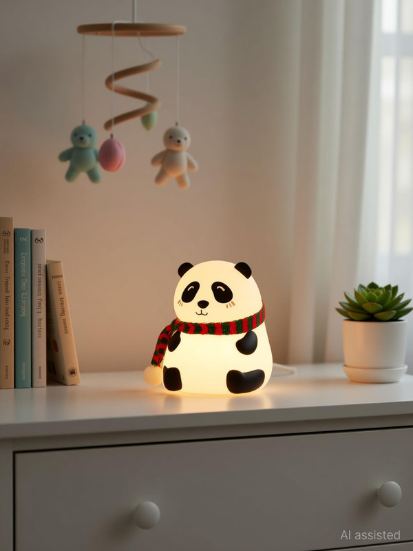 ZEBIFY Panda Lamp (Inbuilt 7 Different Lights) Night Lamp(13 cm, Multicolor)
