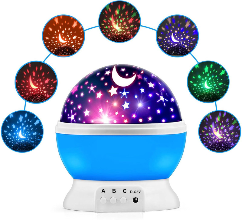 CRENTILA Stars Kid Room Sky Rotating Night Light Lamp Projector, Rotating Projector Table Lamp(10 cm, Multicolor)