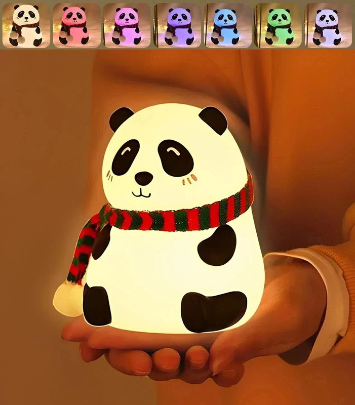 Dazzel Flex Rechargeable Silicone Panda Night Light for Kids | 7-Color LED Changing Lamp Night Lamp(13 cm, Multicolor)