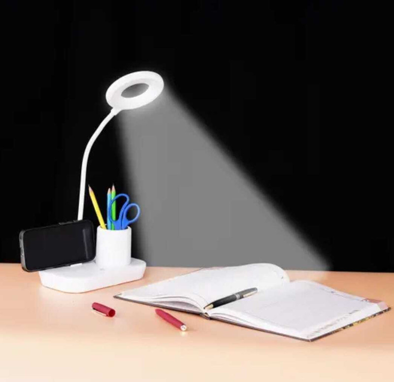 SPARKPLUG \^Smart Study Table Lamp with in built Pen Stand | Adjustable LED Light Study Lamp(8 cm, White)