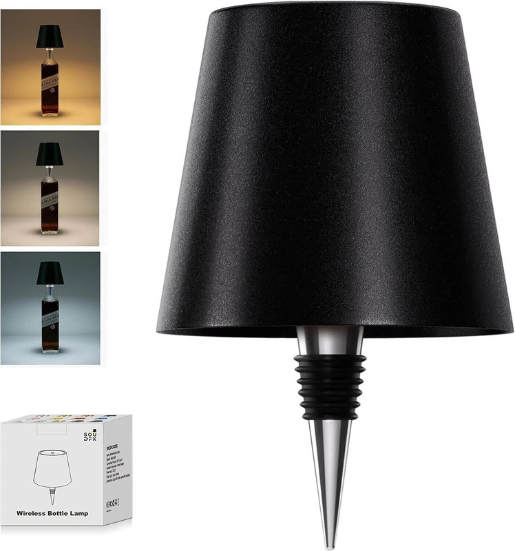 ANKRI 3-Color Dimmable Touch Light,USB-C Rechargeable Wireless LED Lamp for Home,Bar Night Lamp(15 cm, Black)