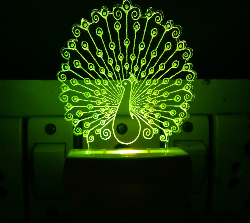 UKANI LATEST PEACOCK DESIGN Night Lamp(10 cm, Multicolor)