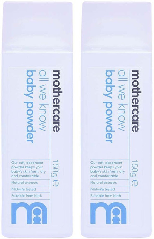 Mothercare All We Know Baby Powder 150g, Pack of 2 (300gm total)(2 x 75 g)