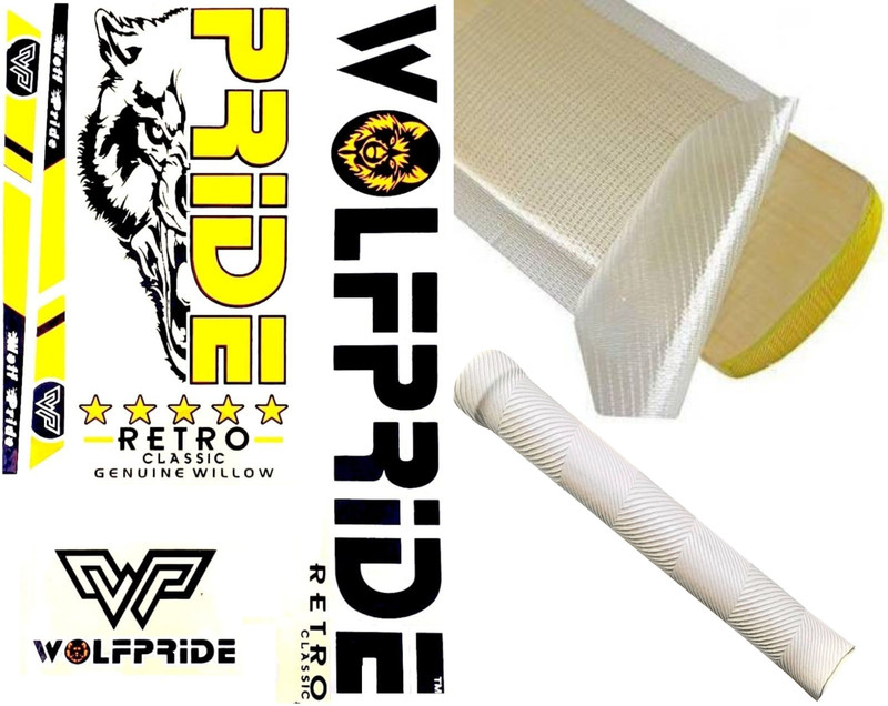 WOLF PRIDE Vintage Cricket Bat Sticker Pack (Sticker+Grip+Fiber Sheet) Bat Sticker(Blue, White)