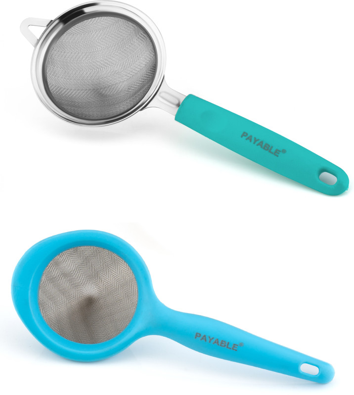 PAYABLE Blue 2 Pcs Plastic & Steel Tea Strainer for Tea & Coffee Tea Strainer(Pack of 2)