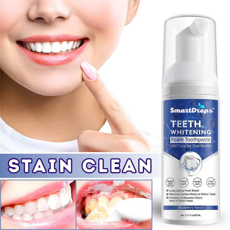 smartdrops Teeth Whitening Foam To Removes Bad Breath Fights Germs For Men & Women Teeth Whitening liquid(60 ml)