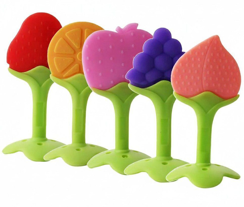 Roforuf Baby Silicone Teether Pack of 3 Pain Relief Teething Toy for Infants & Toddlers Teether(Multicolor)