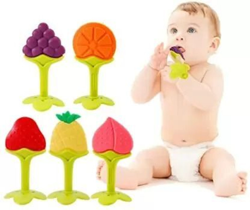 ECOM FASHION HUB Silicon Baby Teethers For New born with Storage Box, BPA-Free, (3 Pcs) Teether Teether(Assorted7)