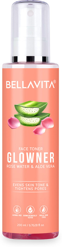 BELLAVITA Glowner Rose Water Toner for Face, Glowing Skin, Hydrating & Moisturizing Men & Women(200 ml)