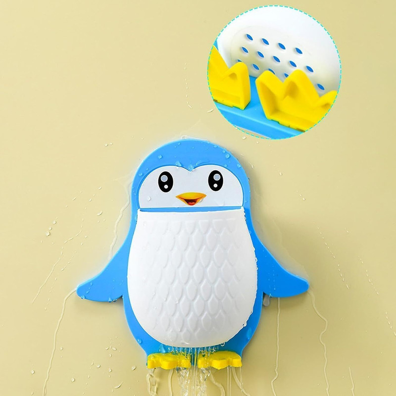 PYORIT Penguin Floating Shelf Self Adhesive for Kitchen,Bathroom,Room,Office x1.215 Plastic Toothbrush Holder(Multicolor, Wall Mount)