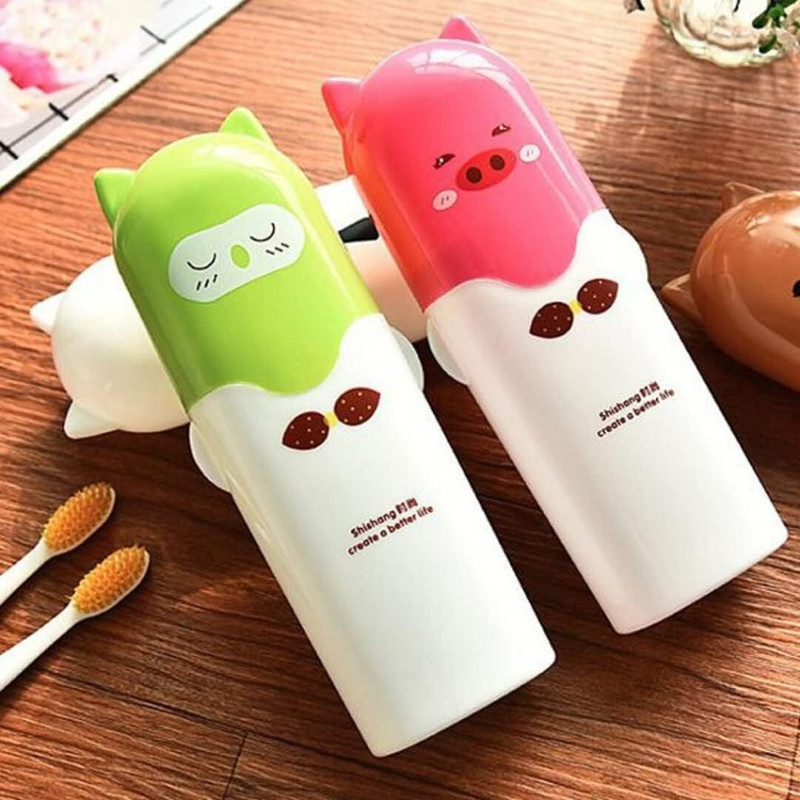 REVATAKG 2 PCS Cartoon Toothbrush Container Cover Cap Holder for Adults and Family Travel Plastic Toothbrush Holder(Multicolor)