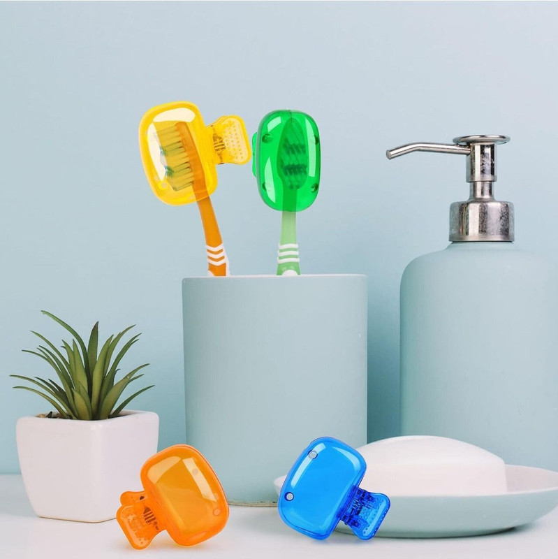 OPTOFOX Travel Toothbrush Cover Cap for Kids Adults Hygiene Case Clip Protector Set M118 Plastic Toothbrush Holder(Multicolor)