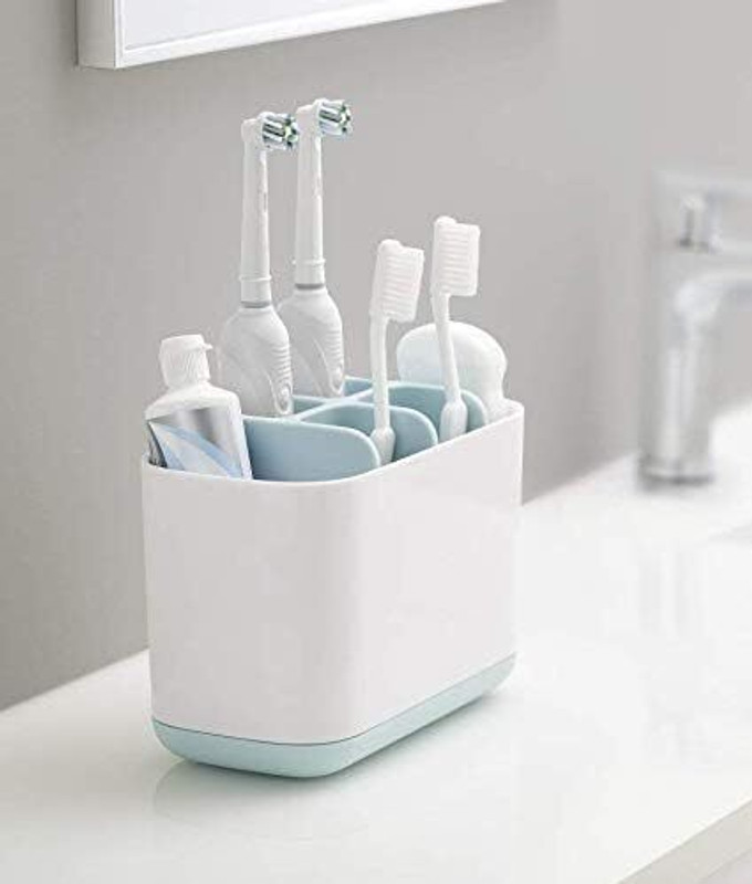 Morbrix Toothbrush Caddy, Multipurpose Storage Holder Stand for Bathroom Toiletries Plastic Toothbrush Holder(Blue)