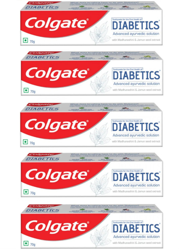 Colgate Diabetics Advanced Ayurvedic Solution 5x70g (Pack of 5, 70g each) Toothpaste (350 g, Pack of 5)