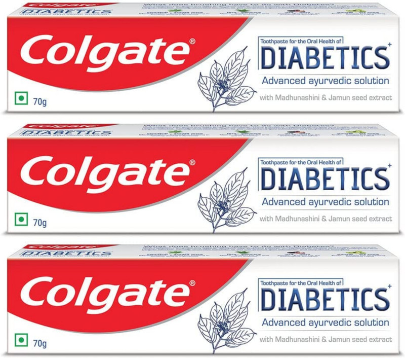 Colgate Diabetics Advanced Ayurvedic Solution 3x70g (Pack of 3, 70g each) Toothpaste (210 g, Pack of 3)