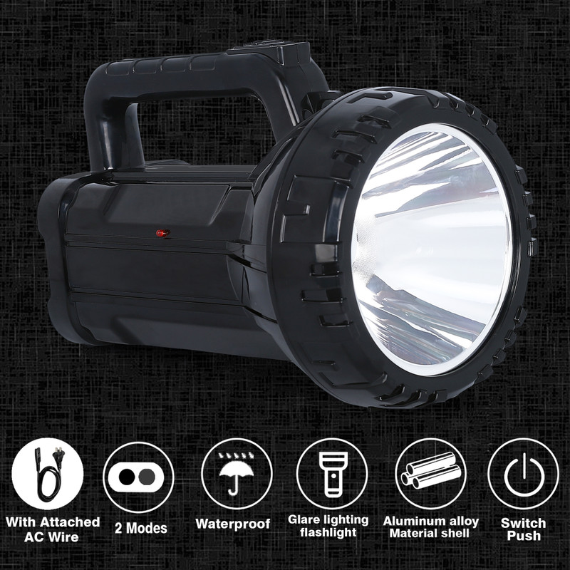 ECOSKY ABS Plastic Portable Rechargeable High Brightness Flashlight 6 hrs Torch Emergency Light(Black)
