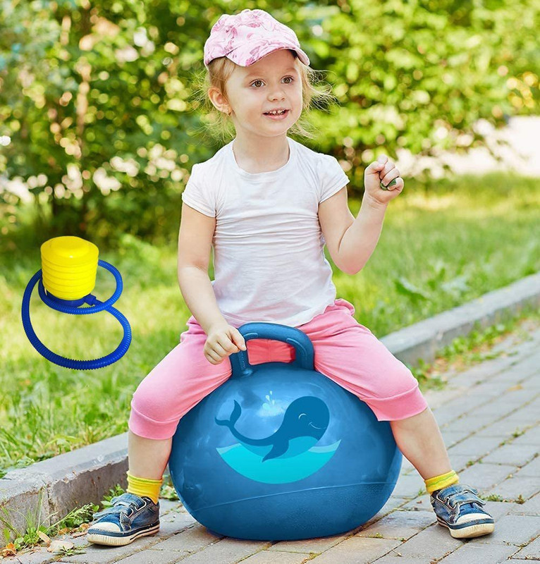 Remang 45cm Hip-Pity Kids Exercise Ball Multi-Function Jump Bouncy Ball with Handles Inflatable Hoppers & Bouncer(Multicolor)