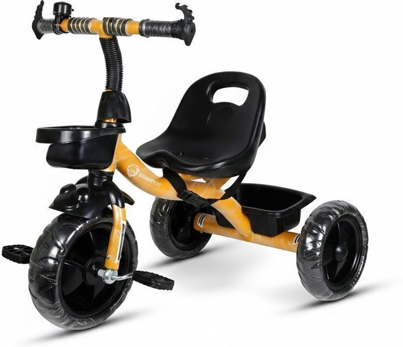 BRAVETOT Multi-Storage Toddler Trike - Includes Safety Harness, Protective Front Fender, Interactive Bell - Tricycle(Multicolor)