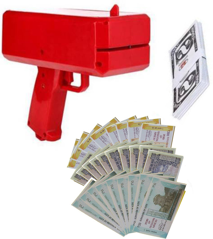 MOBIZAC Cash Money Gun Toys for Chilidren & Adults with 100 Fake Dollar Money Gun(Red)