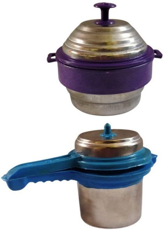 S Mark Plam Size Miniature Cooker And Idly Pot Set For Kids (2PCS)(Multicolor)