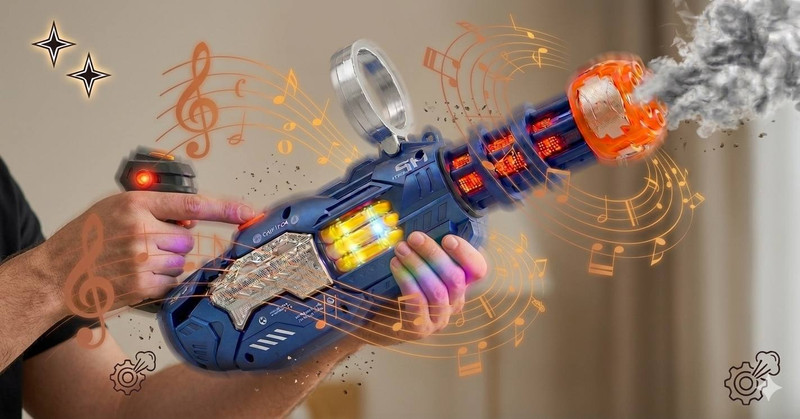 Xcillince Toys Musical Smoke Gun with LED Lights, Rotating Barrel & Sound Effects for Kids Water Gun(Multicolor)
