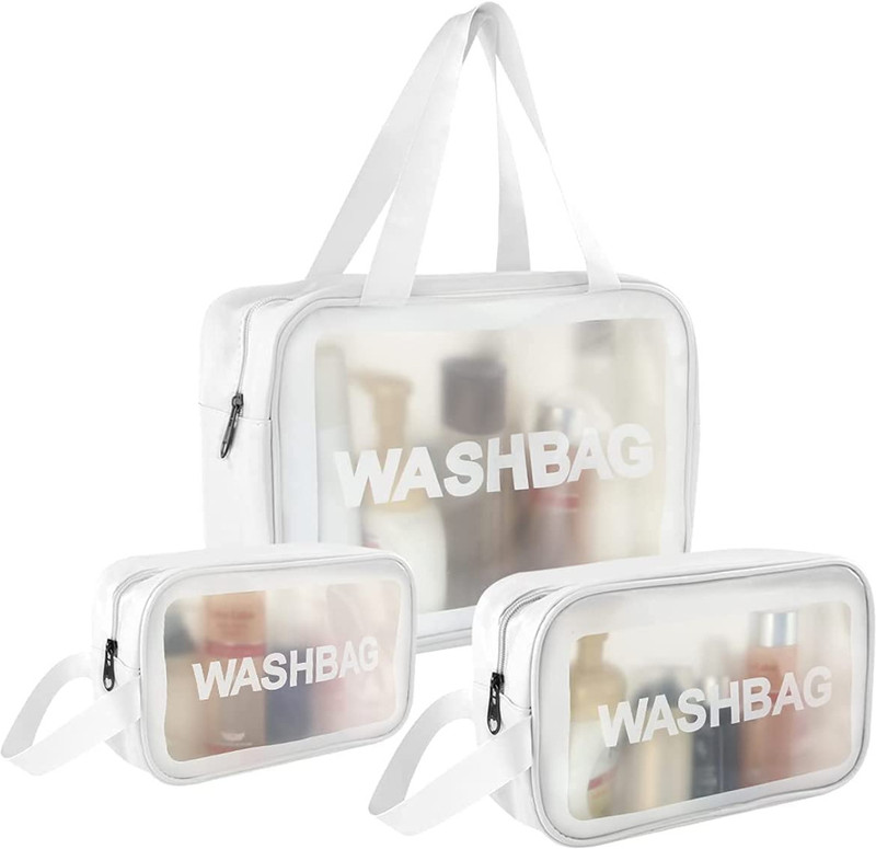 Namaah Enterprise 3 PCS Zipper Cosmetic Travel Makeup Wash Bag Waterproof PVC Cosmetic Bags Cosmetic Bag(Pack of 3)