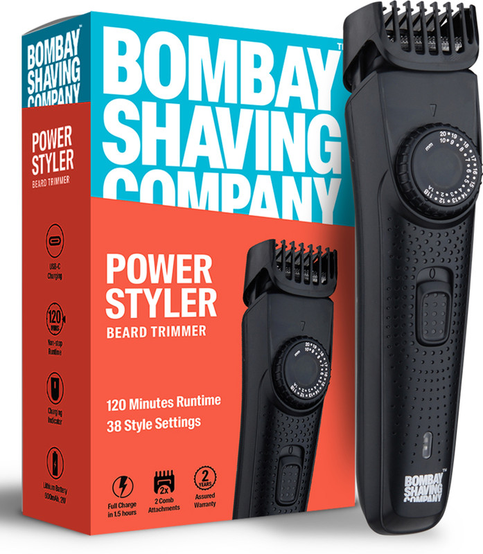 BOMBAY SHAVING COMPANY Flash Charging Men Beard Trimmer 120 min  Runtime 38 Length Settings(Black)