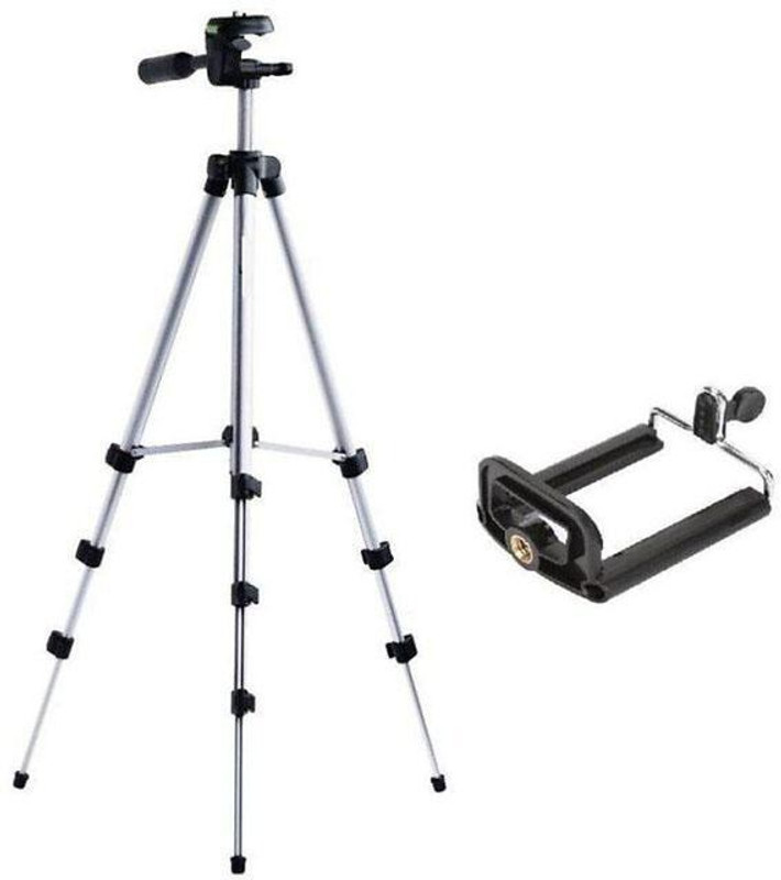 SANNO WORLD Camera 3110 Tripod Stand Mobile Phone Mini Portable Aluminum Tripod with Tripod, Tripod Kit, Tripod Ball Head(Silver, Black, Supports Up to 1500 g)