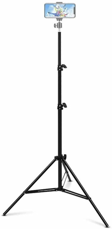 Treadmill Professional Heavy Duty Big Tripod Stand 7 Feet Tripod Stand Combo for YouTube Tiktok MX Taka tak Instagram Reels Video Shoot Live Stream Makeup & Vlogging & Mobile Phone Camera Tripod, Tripod Kit, Tripod Bracket(Black, Supports Up to 2000 g)