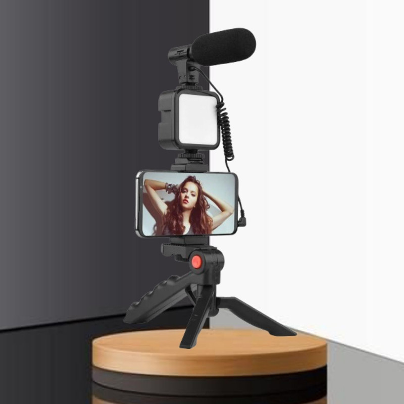 SACRO Video Kit with(Tripod) LED Lights & Wireless Microphone For Vlogging/YouTubeZ81 Tripod(Black, Supports Up to 1500 g)