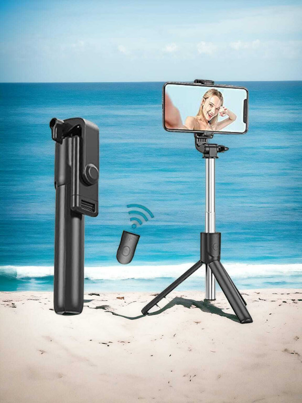 Worricow LATEST Selfie Stick with Adjustable Tripod, Compact Design for iOS, Android Tripod, Tripod Ball Head, Tripod Kit(Black, Supports Up to 2000 g)