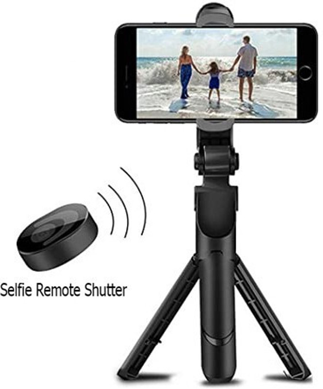 3D GOLDTM Heavy Duty Bluetooth Selfie Stick Tripod Mobile Camera Holder Stand Gimbal Tripod, Monopod, Monopod Kit, Tripod Ball Head, Tripod Bracket, Tripod Clamp, Tripod Kit(Black, Supports Up to 400 g)