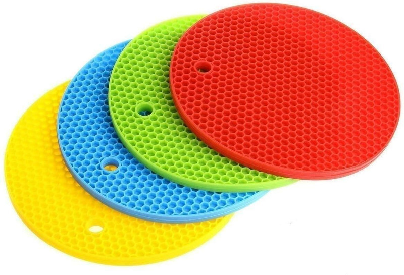balerion Pot Holder Mats for Hot Dishes, Heat Resistant Pads Multipurpose Multicolor SILICONE Trivet(Pack of 4)