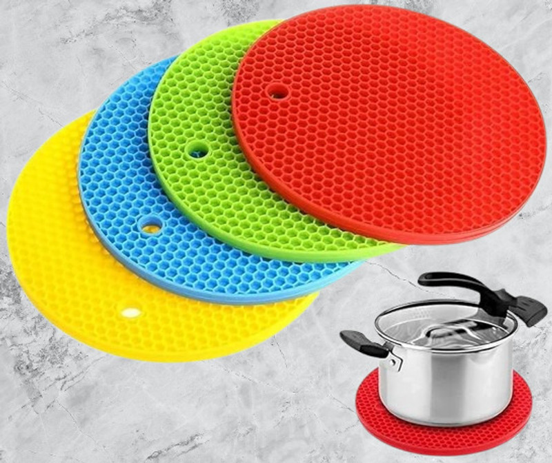 Zyra Trivet Mats Set, Round Pot Holders Hot Pot Mats Hot Pad Matt Trivet(Pack of 4)