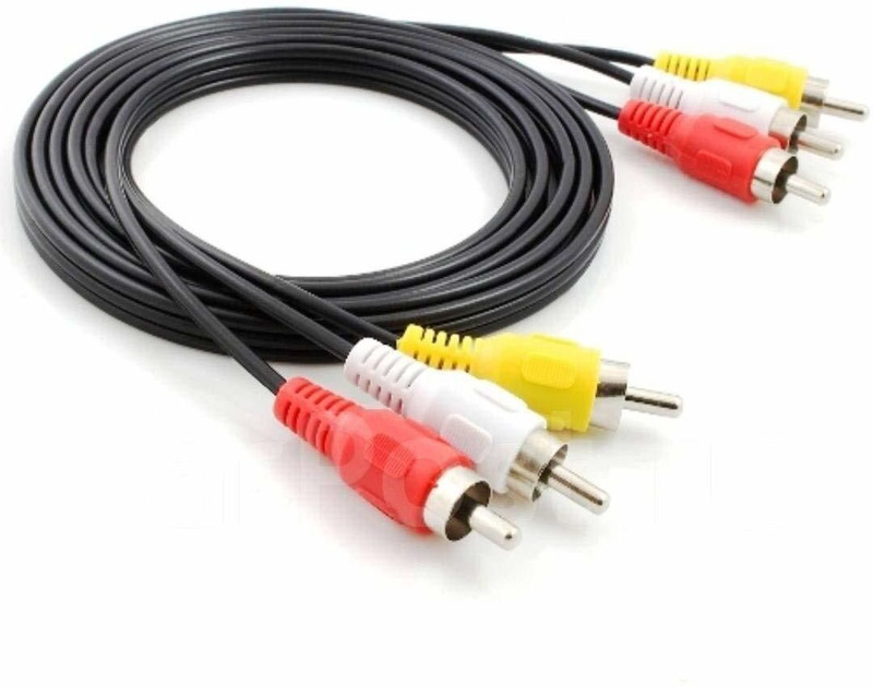 OJHA TECH  TV-out Cable Audio Video Cable Tv, Set box, home theater, 3 + 3 Pin Heavy Cable(Black, For TV, 1.5 m)
