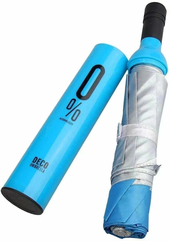 Wolveron Bottle umbrella Newest Windproof Double Layer with Cover Umbrella(Blue)