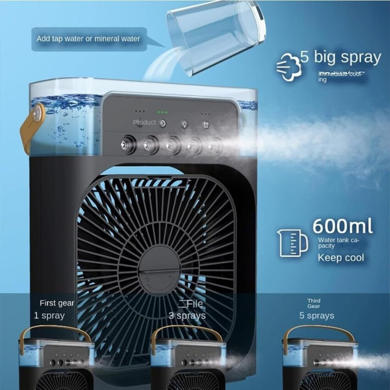 TECHEL BIG Mist Fan With 5 Speed RRT-BRE-Portable LOP18 BIG Mist Fan With 5 Speed RRT-BRE-Portable GHJ18 USB Fan(Multicolor)